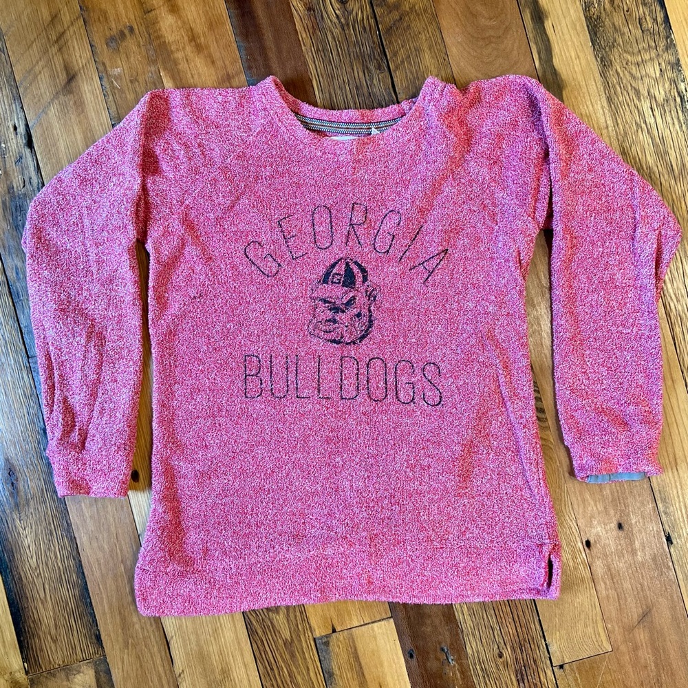 Georgia Bulldogs Small Red Women’s Comfy Terry Scoop Neck Sweatshirt